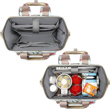 Rucsac impermeabil pentru femei 6 buzunare cu fermoar- albastru cu model [1]