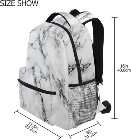 Rucsac alb robust, impermeabil, ghiozdan scoala, calatorii, fitness 40.6 x 29.2 x 20.3 cm [6]
