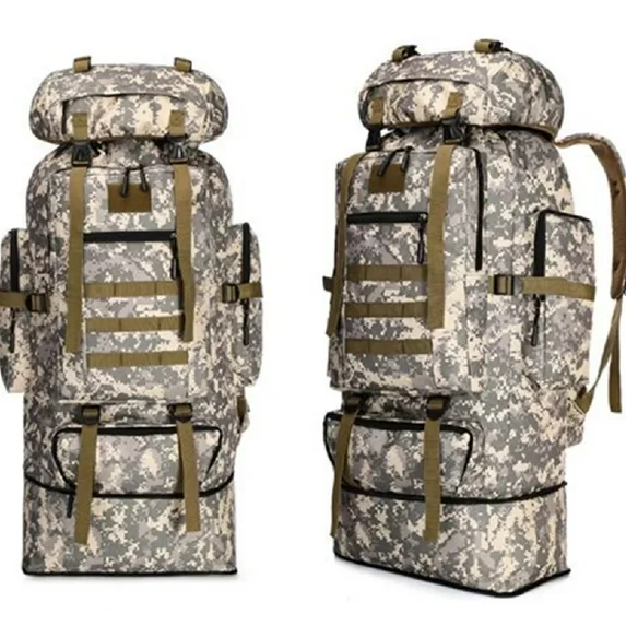 RUCSACURI - Rucsac tactic militar impermeabil 80L, foarte util pentru drumeții, camping și călătorii 30x22x84 cm camuflaj