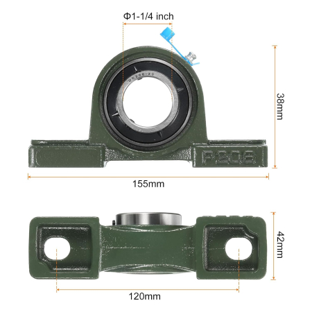 Lagăr cu Rulment UCP206-20, Ax 1-1/4", Carcasă Fontă, Autocentrant, Gresabil, set 2 bucati [1]