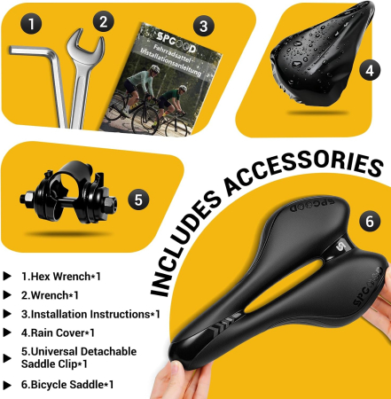 Șa Bicicletă SPGOOD cu Gel, Ergonomică, Impermeabilă, Universală MTB/Trekking [5]