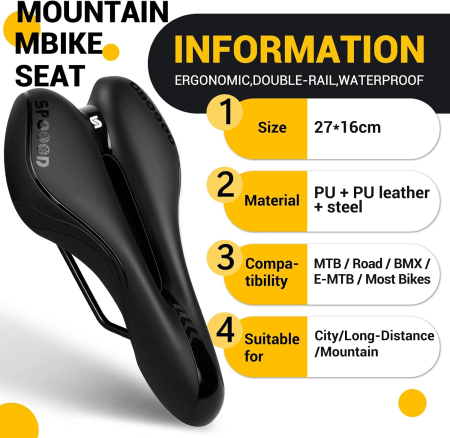 Șa Bicicletă SPGOOD cu Gel, Ergonomică, Impermeabilă, Universală MTB/Trekking [1]