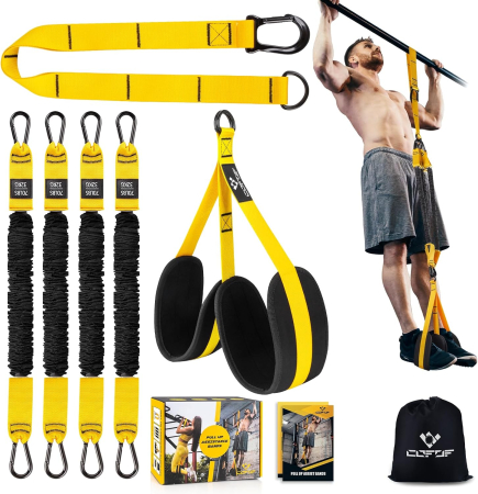 APARATE FITNESS - Sistem Asistare Tracțiuni, 4 Benzi Elastice, Rezistență Reglabilă, Suport Picioare