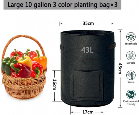 Saci respirabili pentru crestere cartofi, căpșuni, alune, flori și legume, set 3 buc 38 litri [4]