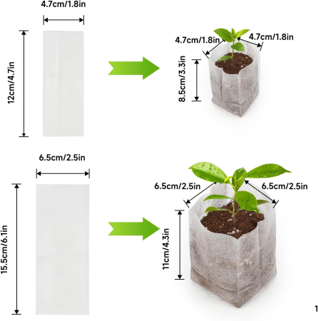Saci din flee pentru crestere si replantare rasaduri si plante, 200 bucati cu 100 etichete [1]