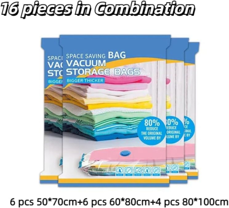 Saci depozitare vidați cu fermoar și pompă, 6 mărimi mici + 6 mărimi medii + 4 mărimi mari + manual [5]