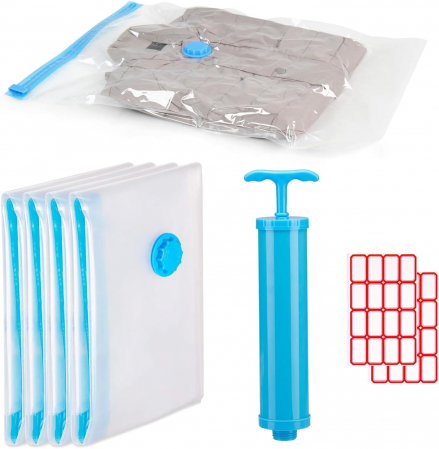 ORGANIZARE SPATIU - Saci pentru vidat haine, set 4 bucati 60x80 cm cu pompa
