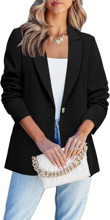 BLUZE FEMEI - Sacou scurt, elegant cu manec lunga si buzunare Negru M