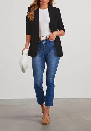 Sacou scurt, elegant cu manec lunga si buzunare Negru S [3]