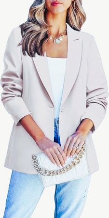 BLUZE FEMEI - Sacou scurt, elegant cu manec lunga si buzunare Bej L