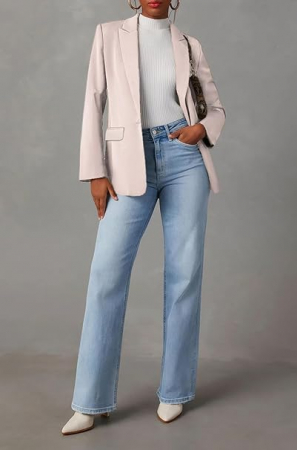 Sacou scurt, elegant cu manec lunga si buzunare Alb S [4]