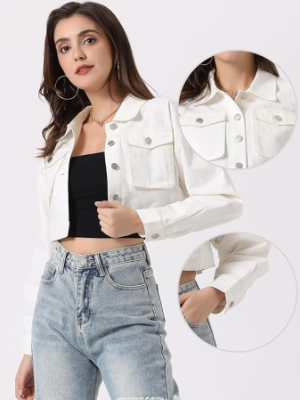 Sacou scurt, elegant cu maneca scurta si buzunare Alb L [1]