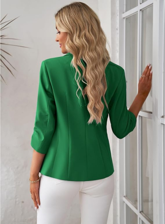 Sacou scurt, elegant cu maneci 3/4 si buzunare Verde L [1]