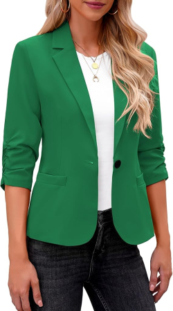 IMBRACAMINTE - Sacou scurt, elegant cu maneci 3/4 si buzunare Verde L
