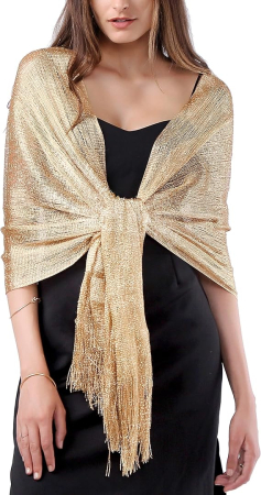 Șal auriu elegant, cu franjuri, Gold [5]