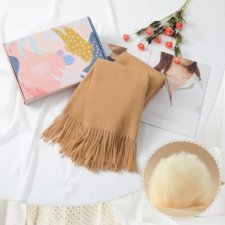 Șal din cașmir cu ciucuri, șal mare de iarnă moale – Gri 200 x 70 cm [5]