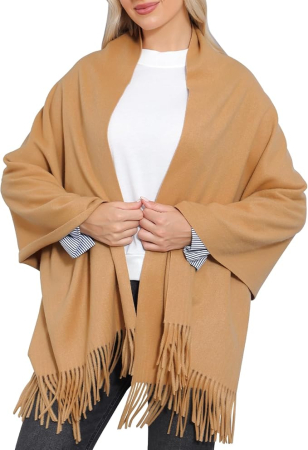 Esarfe si fulare dama - Șal din cașmir cu ciucuri, șal mare de iarnă moale – Gri 200 x 70 cm