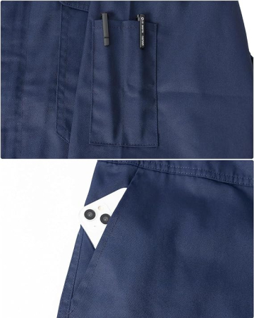 Salopeta completa de munca, mijoc elastic, buzunare, banda reflectorizanta, M albastra [4]