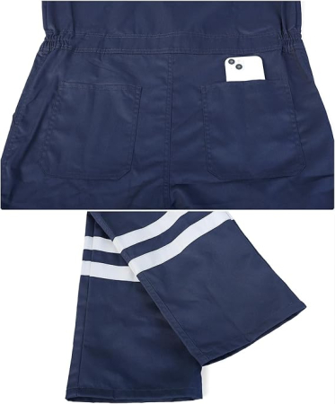 Salopeta completa de munca, mijoc elastic, buzunare, banda reflectorizanta, L albastra [5]