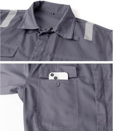 Salopeta completa de munca, mijoc elastic, buzunare, banda reflectorizanta, L gri [2]