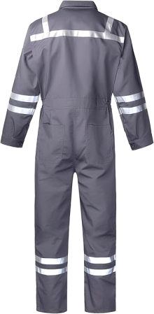 Salopeta completa de munca, mijoc elastic, buzunare, banda reflectorizanta, L gri [1]