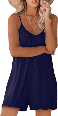 Costume si compleuri dama - Salopeta de vara, scurta, vaporoasa, fara maneci, albastra L