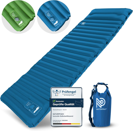 Saltea de dormit gonflabilă impermeabila, Ultralight, 19x70x10 cm, greutate 870gr, pompa inclusa [8]