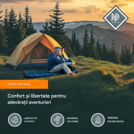 Saltea de dormit gonflabilă impermeabila, Ultralight, 19x70x10 cm, greutate 870gr, pompa inclusa [3]