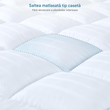 Topper Soft saltea cu țesătură 100% bumbac, pentru sprijin și protecție împotriva murdăriei, Alb, 180x200cm [3]