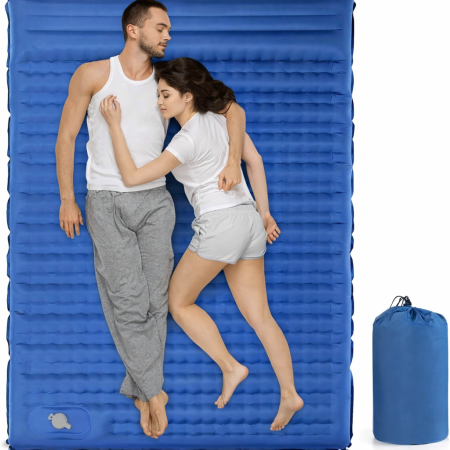 SALTELE CAMPING - Saltea dubla de dormit autogonflabilă, 12 cm Ultralight, 193x135 cm, perna si pompa incluse