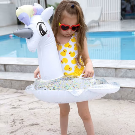 Colac de inot pentru copii cu unicorn, 75 cm, max 30 kg, varsta 3-6 ani [2]