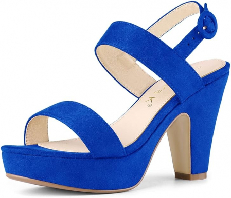 SANDALE - Sandele platforma elegante, cu toc gros, albastre, marimea 38