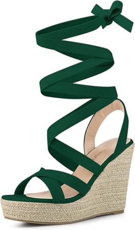 SANDALE - Sandele platforma elegante, cu toc gros, verzi, marimea 39