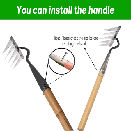 Greblă de grădină rezistentă din metal și oțel carbon, eficientă pentru buruieni, 7 dinti [1]