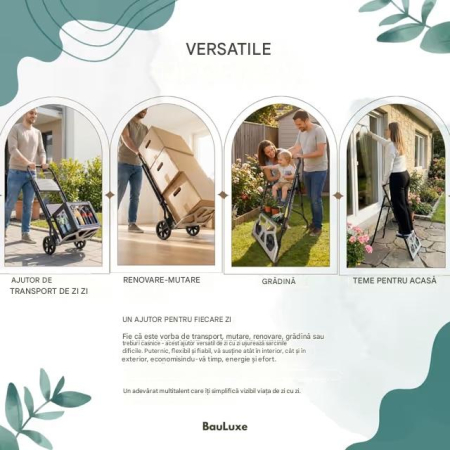 Scară pliabilă cu balustrada si 2 trepte, cu carucior 97x57x42 cm [1]