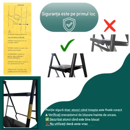 Scară pliabilă cu balustrada si 2 trepte, cu carucior 97x57x42 cm [3]