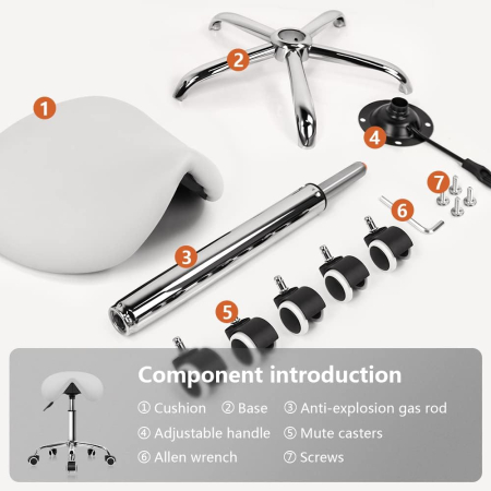 Scaun hidraulic tip sa, PU, Inaltime reglabila, Rotire 360°, Alb [5]