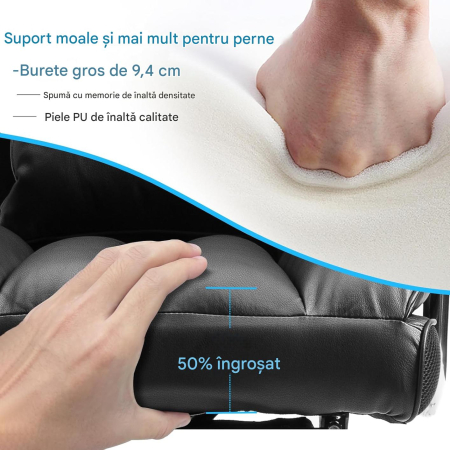 Scaun premium executiv pentru birou, rotativ, suport lombar, tetiera, perna picioare, inaltime ajustabila [4]