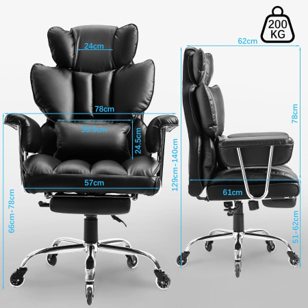 Scaun premium executiv pentru birou, rotativ, suport lombar, tetiera, perna picioare, inaltime ajustabila [1]