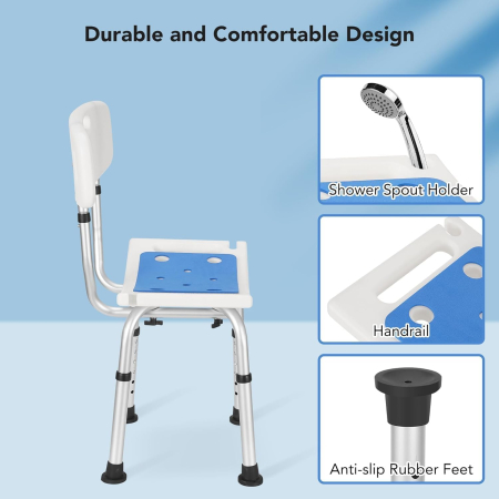 Scaun de baie/dus din aluminiu, reglabil pe inaltime 6 nivele, cu spatar [4]