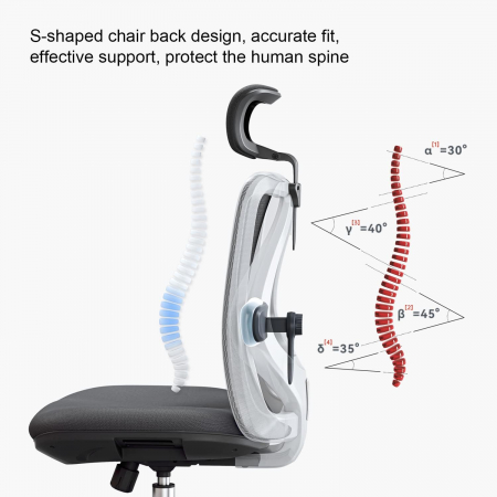 Scaun de birou ergonomic cu suport lombar reglabil si tetiera, cu perna elastica respirabila, 136 kg, negru-resigilat [5]
