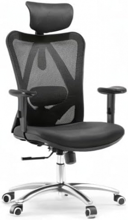 Scaun de birou ergonomic cu suport lombar reglabil si tetiera, cu perna elastica respirabila, 136 kg, negru-resigilat [9]