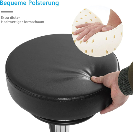 Scaun negru rotund ajustabil pe inaltime 50-62 cm; pentru max. 180kg, cu suport de picioare [5]