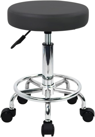 SCAUN BIROU - Scaun Rotativ WKWKER cu Roți, Reglabil 49-64,5 cm, Piele Ecologică, Gri