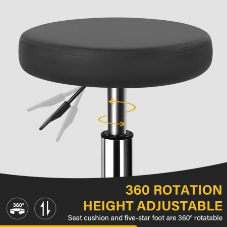 Scaun Rotativ WKWKER cu Roți, Reglabil 49-64,5 cm, Piele Ecologică, Gri [3]
