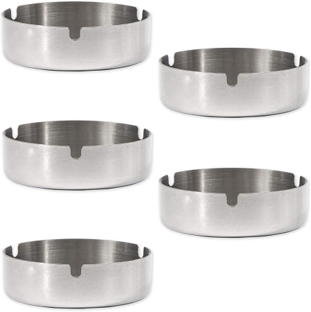 SCRUMIERE - Scrumiere metalice argintii, finisaj fin, set 5 bucati