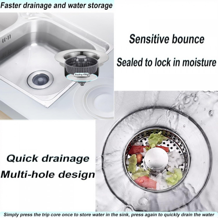 Scurgere chiuveta 3 in 1, filtru, dop, izolare miros, pop up, 11x6.3 cm [4]