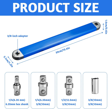 Cheie Prelungitoare Lergas, 39 cm, cu 4 Adaptoare, 1/4”, 3/8”, 1/2” [1]