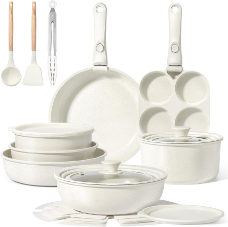 USTENSILE PREPARARE - Set Vase GiPP 21 Piese, Antiaderente, Mâner Detașabil, Înveliș Granit