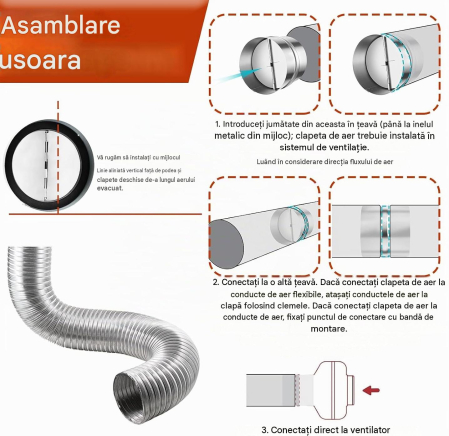 Set 2 Clapete Antiretur Ventilație DN100, Ø100 mm, Oțel Galvanizat și Aluminiu [4]